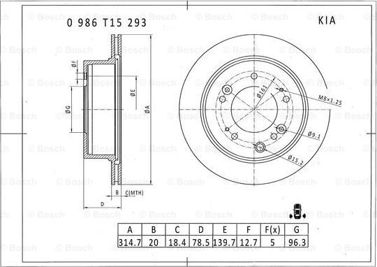 BOSCH 0 986 T15 293 - Bremžu diski autodraugiem.lv