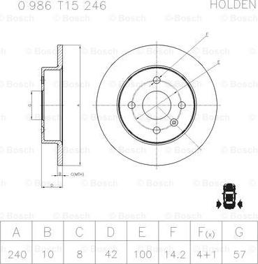 BOSCH 0 986 T15 246 - Bremžu diski autodraugiem.lv