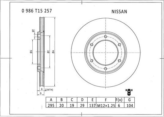 BOSCH 0 986 T15 257 - Bremžu diski autodraugiem.lv