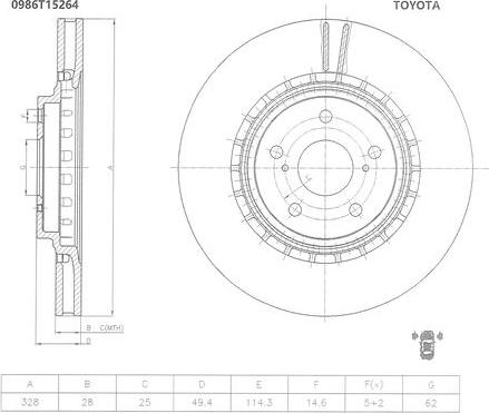 BOSCH 0 986 T15 264 - Bremžu diski autodraugiem.lv