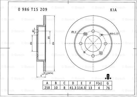 BOSCH 0 986 T15 209 - Bremžu diski autodraugiem.lv