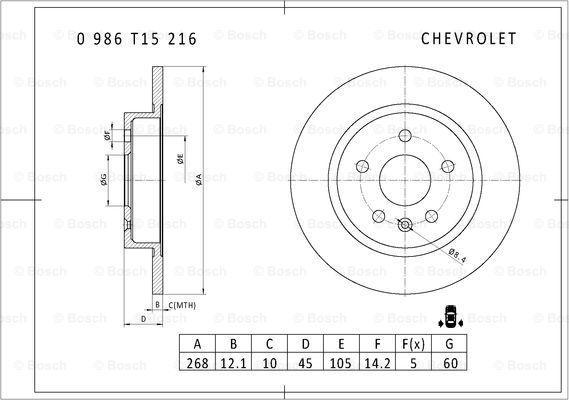 BOSCH 0 986 T15 216 - Bremžu diski autodraugiem.lv