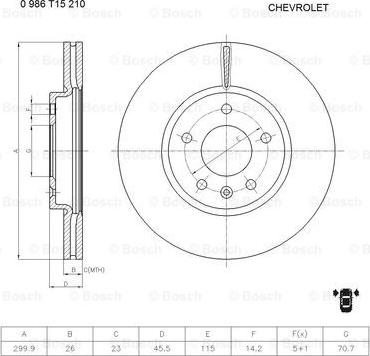 BOSCH 0 986 T15 210 - Bremžu diski autodraugiem.lv