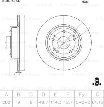 BOSCH 0 986 T16 647 - Bremžu diski autodraugiem.lv