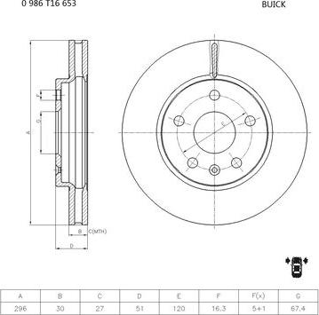 BOSCH 0 986 T16 653 - Bremžu diski autodraugiem.lv