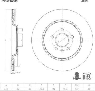 BOSCH 0 986 T16 009 - Bremžu diski autodraugiem.lv