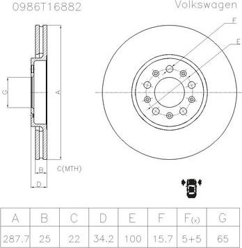 BOSCH 0 986 T16 882 - Bremžu diski autodraugiem.lv