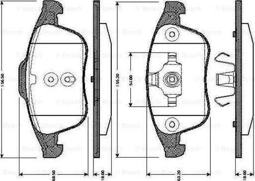 BOSCH 0 986 TB3 065 - Bremžu uzliku kompl., Disku bremzes autodraugiem.lv