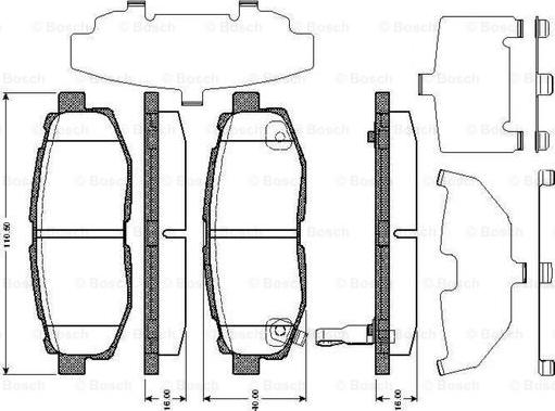 BOSCH 0 986 TB3 003 - Bremžu uzliku kompl., Disku bremzes autodraugiem.lv