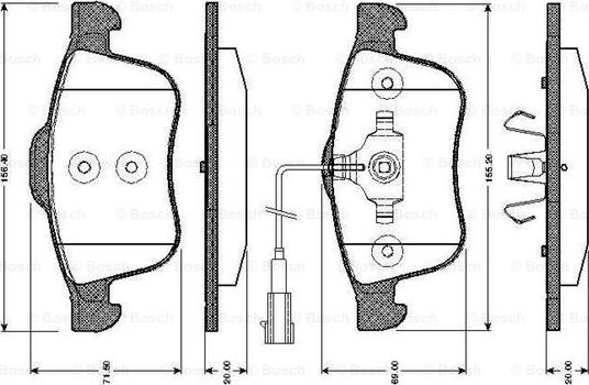 BOSCH 0 986 TB3 031 - Bremžu uzliku kompl., Disku bremzes autodraugiem.lv