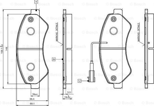 BOSCH 0 986 TB3 029 - Bremžu uzliku kompl., Disku bremzes autodraugiem.lv