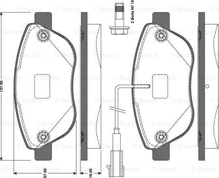 BOSCH 0 986 TB3 079 - Bremžu uzliku kompl., Disku bremzes autodraugiem.lv