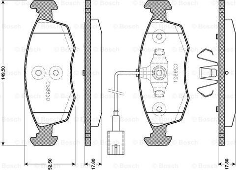 BOSCH 0 986 TB3 143 - Bremžu uzliku kompl., Disku bremzes autodraugiem.lv