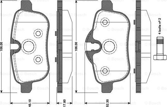 BOSCH 0 986 TB3 100 - Bremžu uzliku kompl., Disku bremzes autodraugiem.lv