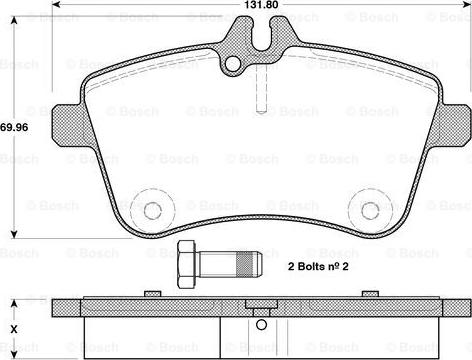 BOSCH 0 986 TB3 130 - Bremžu uzliku kompl., Disku bremzes autodraugiem.lv