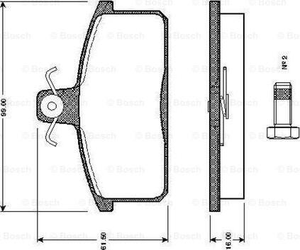 BOSCH 0 986 TB2 502 - Bremžu uzliku kompl., Disku bremzes autodraugiem.lv