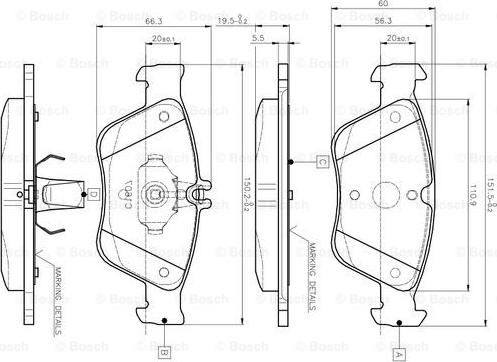 BOSCH 0 986 TB2 033 - Bremžu uzliku kompl., Disku bremzes autodraugiem.lv