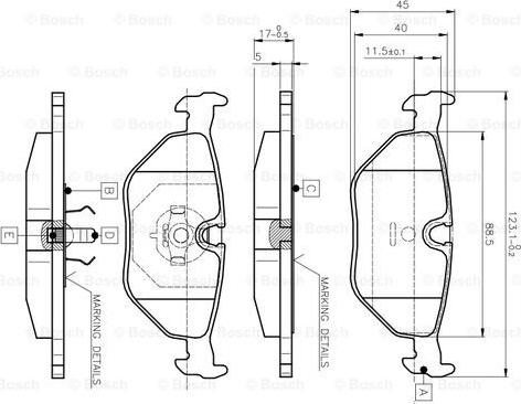 BOSCH 0 986 TB2 143 - Bremžu uzliku kompl., Disku bremzes autodraugiem.lv