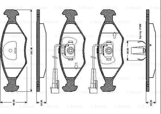 BOSCH 0 986 TB2 156 - Bremžu uzliku kompl., Disku bremzes autodraugiem.lv