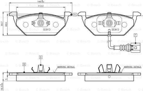 BOSCH 0 986 TB2 314 - Bremžu uzliku kompl., Disku bremzes autodraugiem.lv