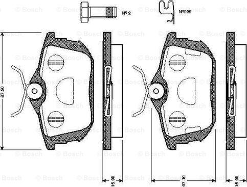 BOSCH 0 986 TB2 298 - Bremžu uzliku kompl., Disku bremzes autodraugiem.lv