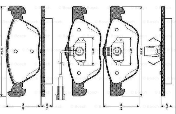 BOSCH 0 986 TB2 733 - Bremžu uzliku kompl., Disku bremzes autodraugiem.lv