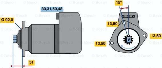 BOSCH 0 001 510 025 - Starteris autodraugiem.lv