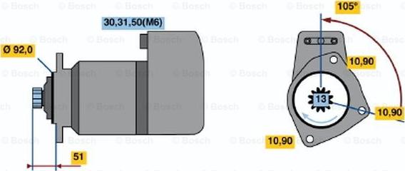 BOSCH 0 001 510 033 - Starteris autodraugiem.lv