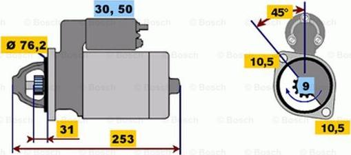 BOSCH 0 001 109 009 - Starteris autodraugiem.lv