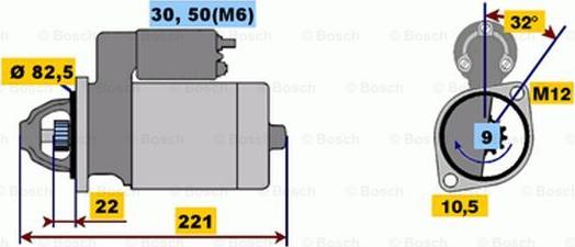 BOSCH 0 001 107 100 - Starteris autodraugiem.lv