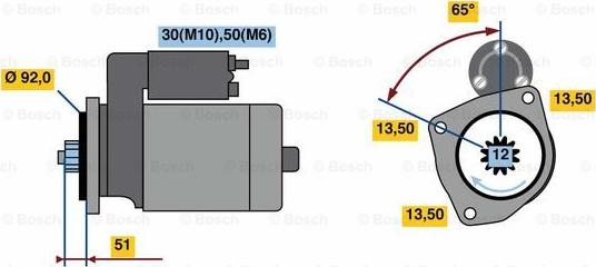 BOSCH 0 001 261 002 - Starteris autodraugiem.lv