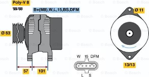 BOSCH 0 124 555 027 - Ģenerators autodraugiem.lv