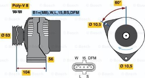 BOSCH 0 124 655 033 - Ģenerators autodraugiem.lv