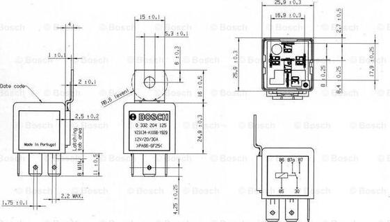 BOSCH 0 332 204 125 - Relejs, Darba strāva autodraugiem.lv