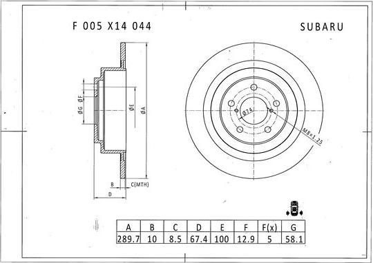 BOSCH F 005 X14 044 - Bremžu diski autodraugiem.lv