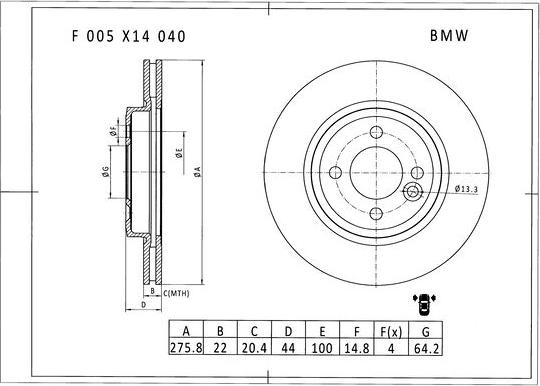 BOSCH F 005 X14 040 - Bremžu diski autodraugiem.lv