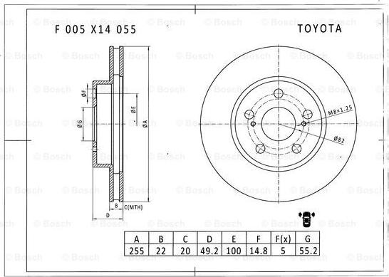 BOSCH F 005 X14 055 - Bremžu diski autodraugiem.lv