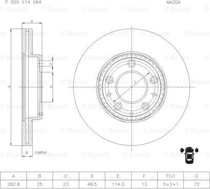 BOSCH F 005 X14 064 - Bremžu diski autodraugiem.lv