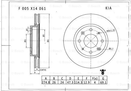 BOSCH F 005 X14 061 - Bremžu diski autodraugiem.lv