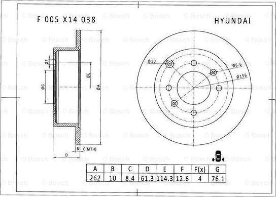 BOSCH F 005 X14 038 - Bremžu diski autodraugiem.lv