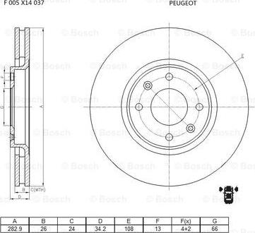 BOSCH F 005 X14 037 - Bremžu diski autodraugiem.lv