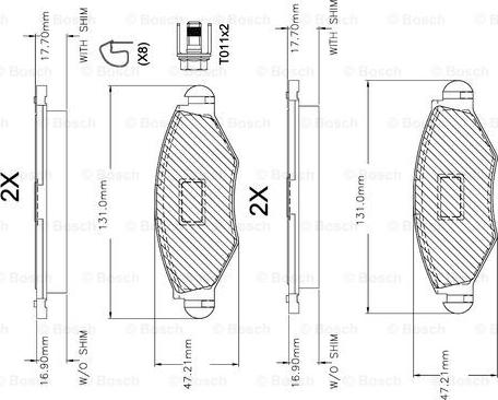 BOSCH F 03A 150 014 - Bremžu uzliku kompl., Disku bremzes autodraugiem.lv