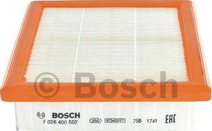 BOSCH F 026 400 502 - Gaisa filtrs autodraugiem.lv