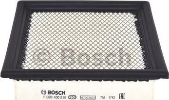 BOSCH F 026 400 518 - Gaisa filtrs autodraugiem.lv