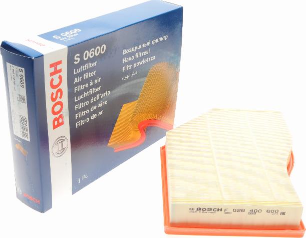 BOSCH F 026 400 600 - Gaisa filtrs autodraugiem.lv