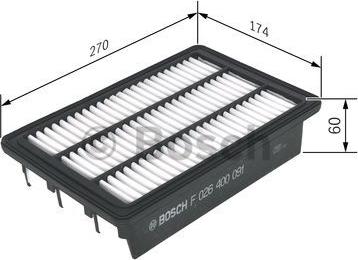BOSCH F 026 400 091 - Gaisa filtrs autodraugiem.lv