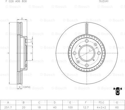 BOSCH F 026 A06 806 - Bremžu diski autodraugiem.lv