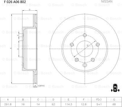 BOSCH F 026 A06 802 - Bremžu diski autodraugiem.lv