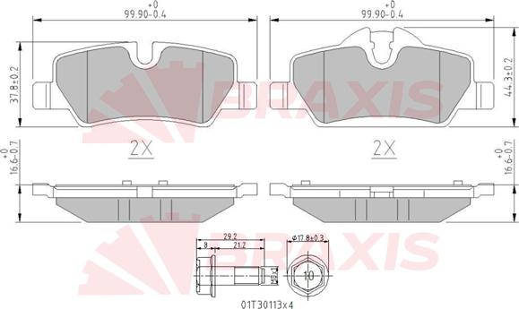 Braxis AA0661 - Bremžu uzliku kompl., Disku bremzes autodraugiem.lv