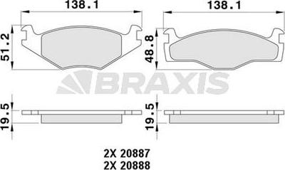 Braxis AA0065 - Bremžu uzliku kompl., Disku bremzes autodraugiem.lv